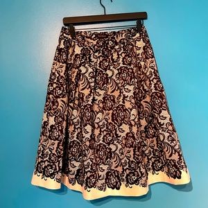 White House Black Market Tea Length Skirt Size 8 Lace Patterned A Line